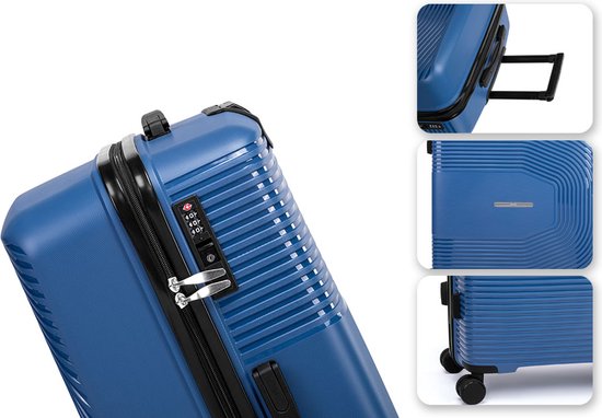 Milanoro Kofferset 3-teilig - Leichtes Polypropylen - Blau - 360° Räder & TSA-Schloss