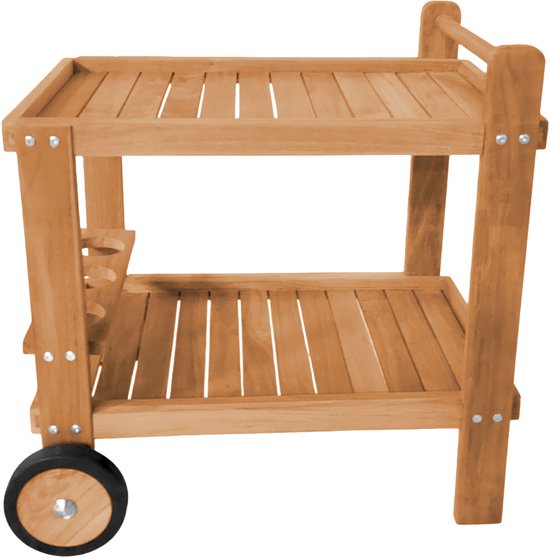AXI Miri Teak Servierwagen – 70 x 48 x 70 cm – Teakholz – Mit 2 Rädern und 3 Flaschenhaltern – Für den Außen- und Innenbereich – Für Garten, Terrasse und Balkon