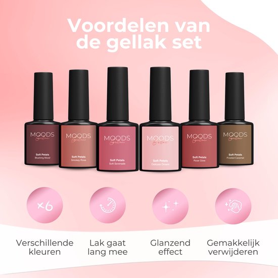 Moods Gellac 6-teiliges Set - Gel-Nagellack Starter Pack - Gel-Nagellack - 8ML - Soft Petals - Gellac - Nägel - Chic Colours