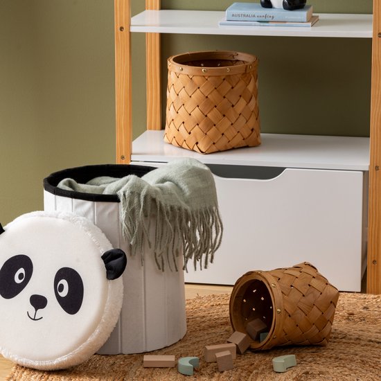 Atmosphera Panda Faltbarer Hocker – Aufbewahrungshocker – Ø 30 x H 38 cm – Schwarz/Weiß