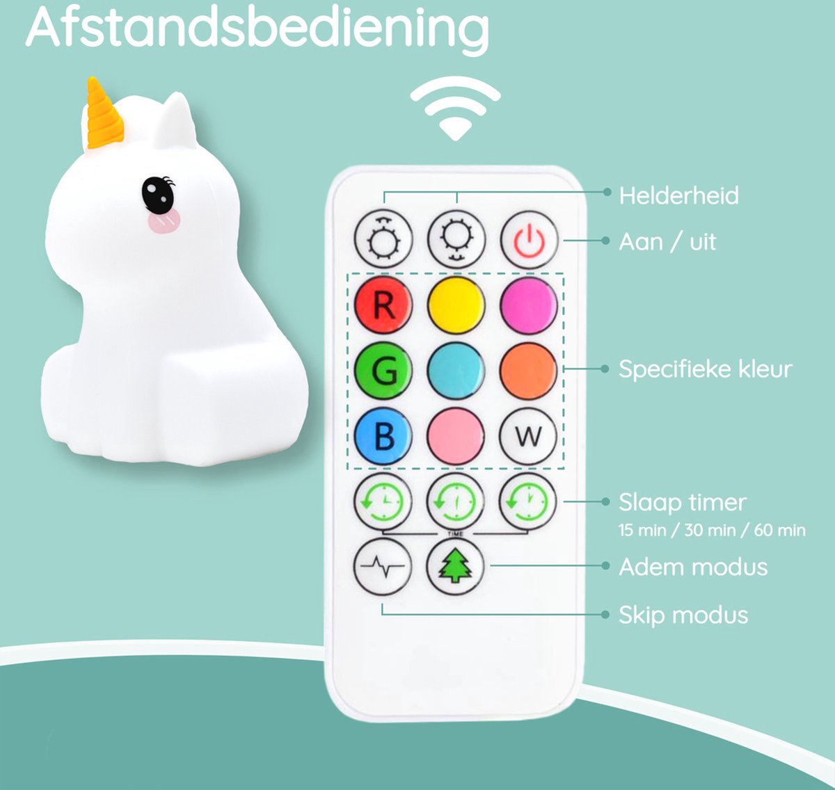 Sleepy Friends Kinder-Nachtlicht Einhorn - 95x97x100 mm - 8 Farben - USB aufladbar - dimmbar - Nachtlicht für Baby und Kind