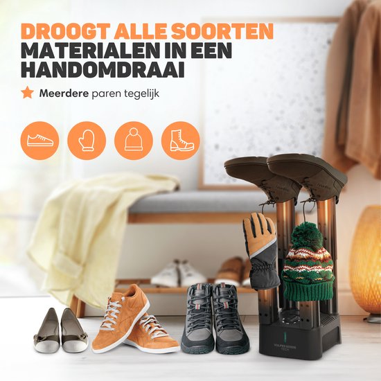 Vulpes Goods® Tech - Schuhtrockner & Schuherfrischer mit Timer - 4-in-1 - Handschuhtrockner - Trocknungsgerät - Trocknungsfunktion - Inkl. 10x Duftfresser - PRO MAX