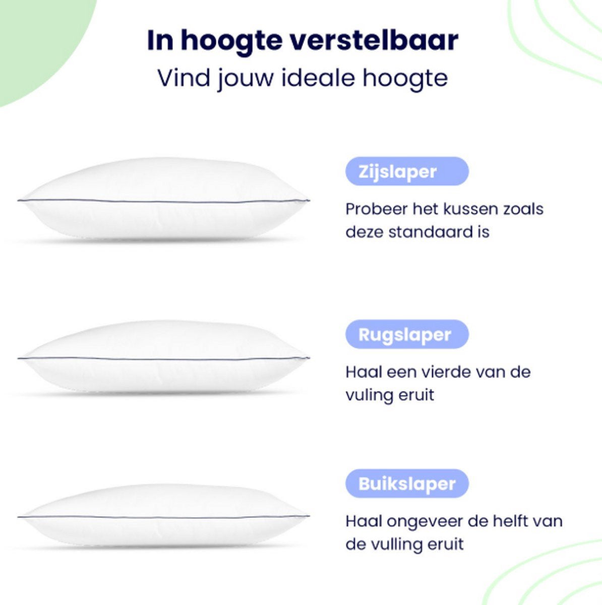 Soulsnooze Luxus-Kissen - 2er-Set - 40x80 cm - Medium - Verstellbar & Anti-Allergie