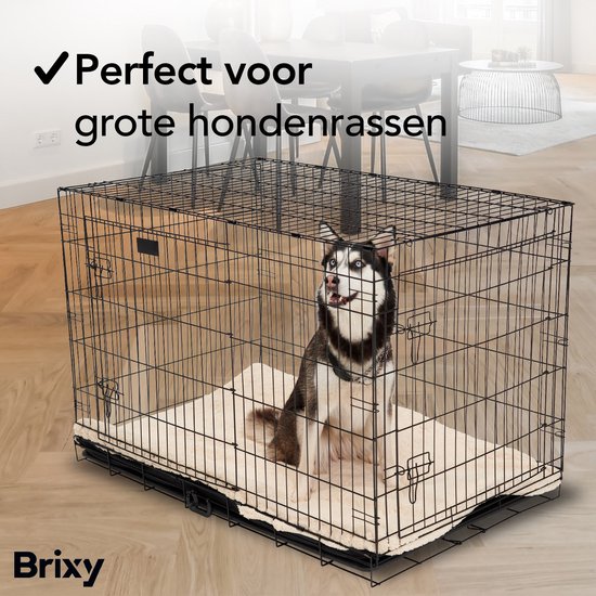 Brixy Hundebank - Bank für Hunde - Größe XXL - faltbar - 122 x 76 x 84 CM - 2 Türen - Schwarz