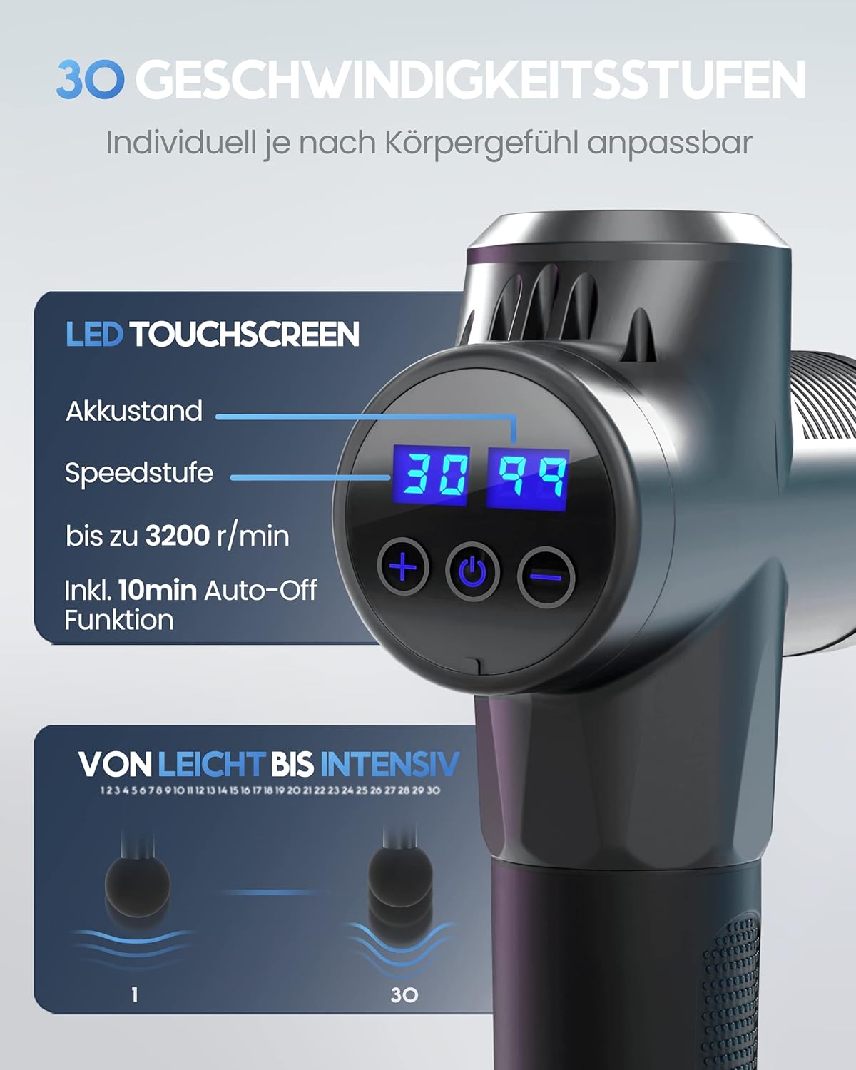 Heldenwerk Massage Gun - 7 Massageköpfe - 30 Geschwindigkeiten - Schwarz