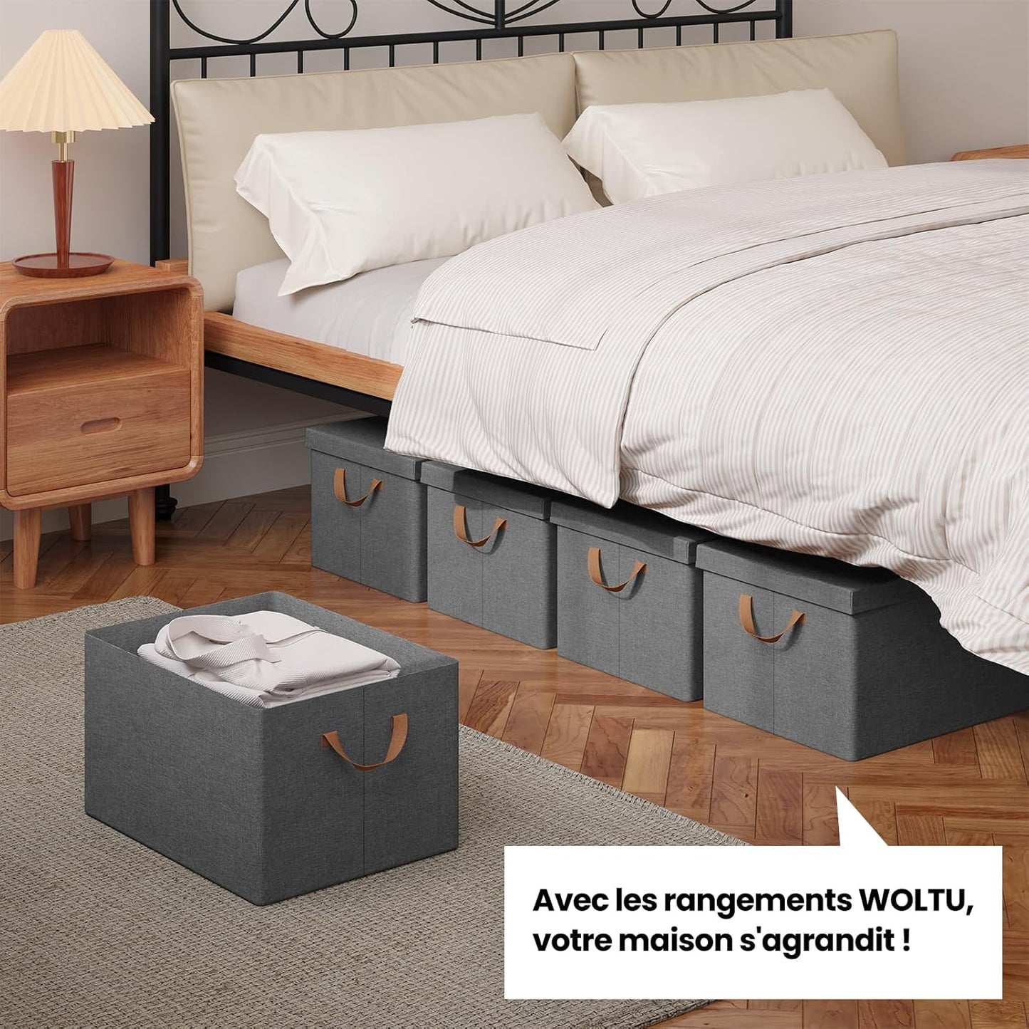 WOLTU Aufbewahrungsboxen, 5-teiliges Set – Grau – 43 x 26 x 33 cm