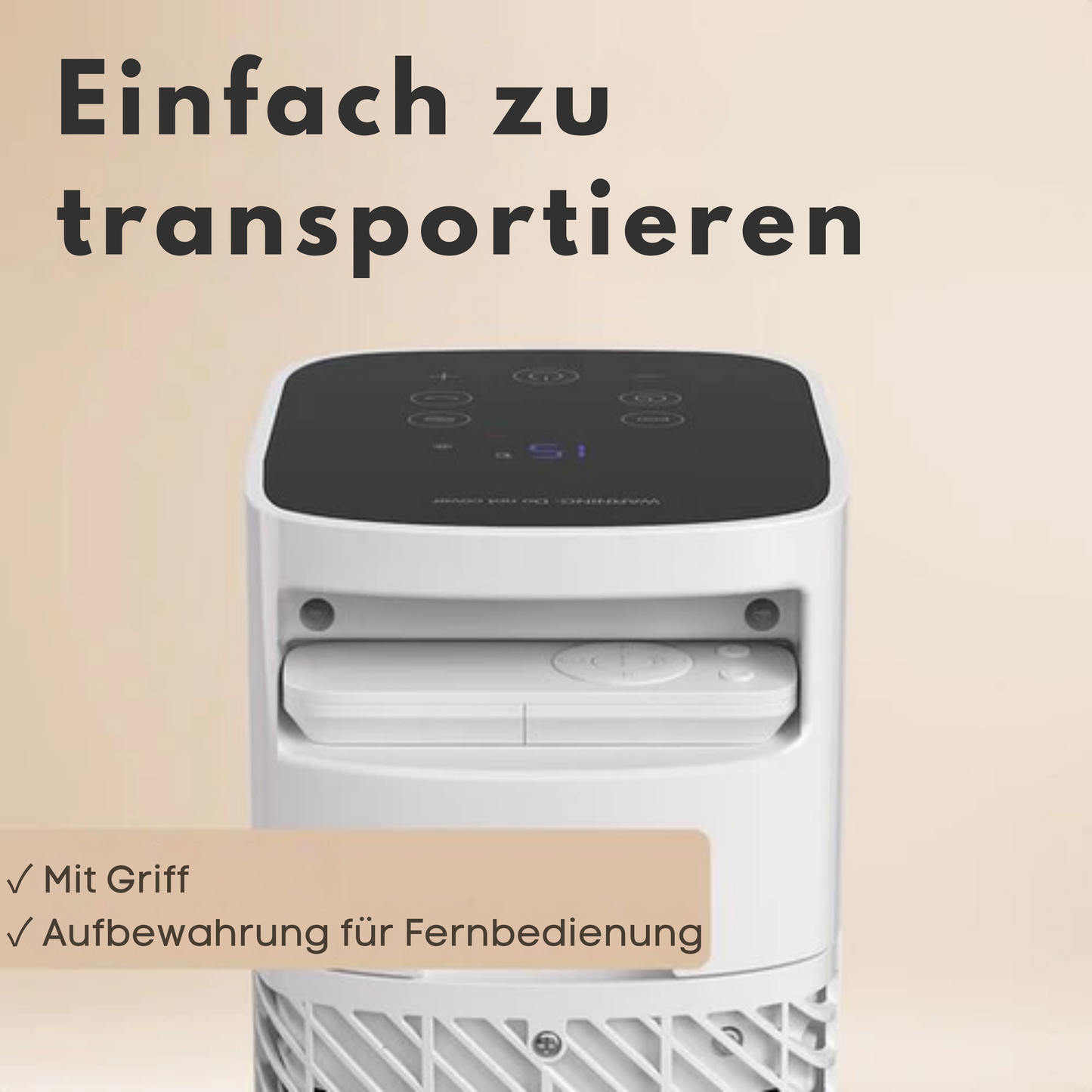 Auronic Turmheizlüfter - Keramik-Heizlüfter - Touchscreen & Fernbedienung - 2200W Heizleistung - Weiß