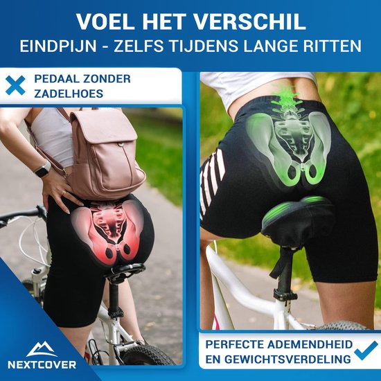 NEXTCOVER® NEW Universal Gel-Sattelüberzug Fahrrad inklusive Regenschutz [Memory Foam] - Sattelüberzug wasserdicht mit mehrlagiger Polsterung -Sattelüberzug Regen für Fahrradsattel für Männer und Frauen - Slim