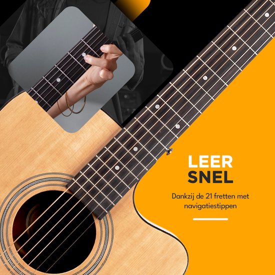 Finesse Premium Akustikgitarre – mit Videokurs – 4/4 41" – Massives Fichtenholz – Western-Gitarre – Gitarre für Kinder und Erwachsene – Natur