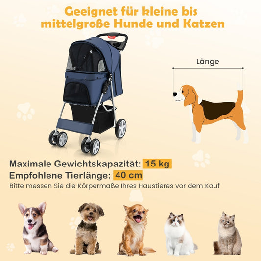 Coast Hundeauto Haustierbuggy bis zu 15 kg 81 x 45 x 101 cm dunkelblau