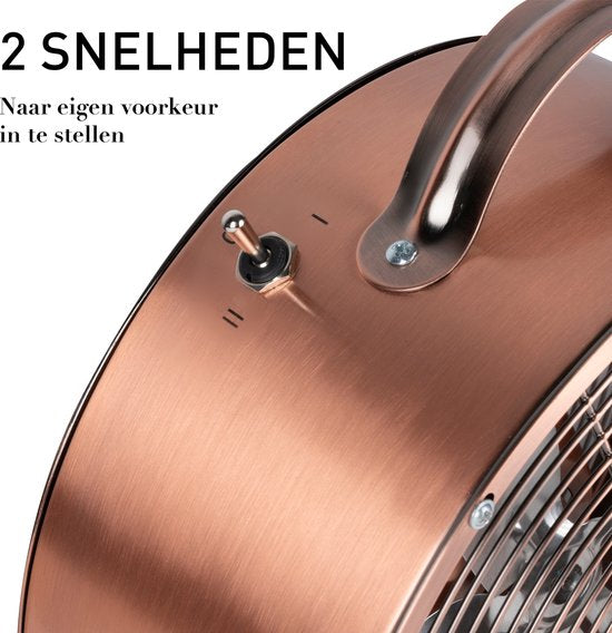 Lifetime Air Tischventilator - 230V - Tischventilator 20CM - 2 Geschwindigkeiten - Langlebiges Material - Kupfer