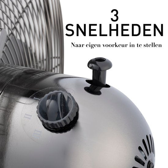 Lifetime Air Stativ-Ventilator - 230V - Höhe 125-145 CM - Dreibein-Stativ - 3 Geschwindigkeiten - Oszillationsfunktion - Neigbar - Silber