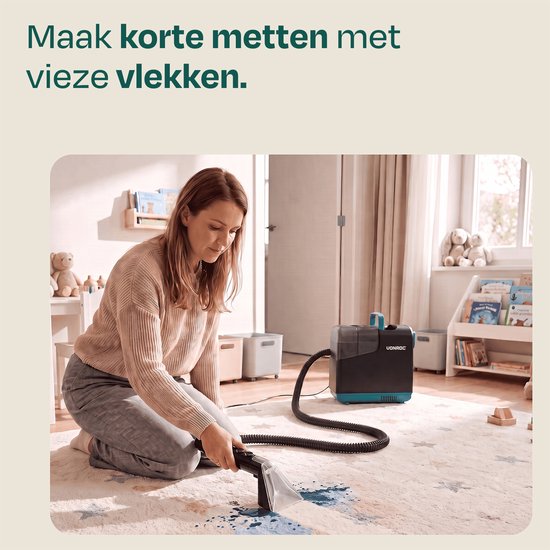 VONROC Fleckenreiniger mit Dampffunktion – Teppichreiniger – Dampfreiniger – 1350 W – 16 kPa Saugkraft – inkl. Aufsätze und Reinigungsmittel