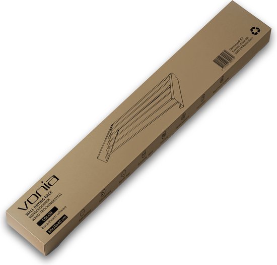 Vonia Wandtrockengestell - Wäscheständer - Wandtrockengestell - 80 x 40 cm - Schwarz