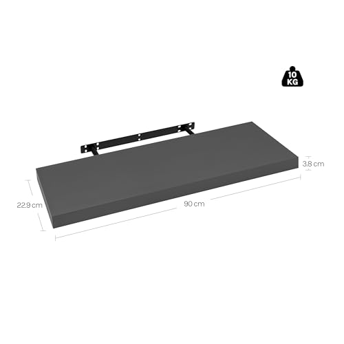 WOLTU RG9370dgr - Schwebendes Wandregal - MDF Dunkelgrau - 90 x 22,9 x 3,8 cm