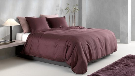 Zohome Bettbezug Satinado - Uni-Bettwäsche - 140x220 - Lila - 100% Baumwolle Satin-Bettbezug