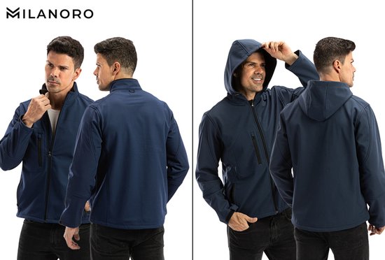 Milanoro - Wind- und wasserdichte Jacken - Jacke ohne Kapuze - Schwarz - XL