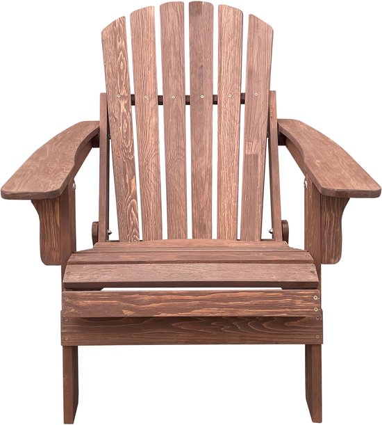 AXI Rosalie Adirondack Stuhl Coffee – Loungesessel aus Holz mit Armlehnen – Zusammenklappbar – Hohe Rückenlehne – Gartenstuhl – 75,5 x 86,5 x 85 cm – 100 % FSC-zertifiziertes Hemlock-Holz