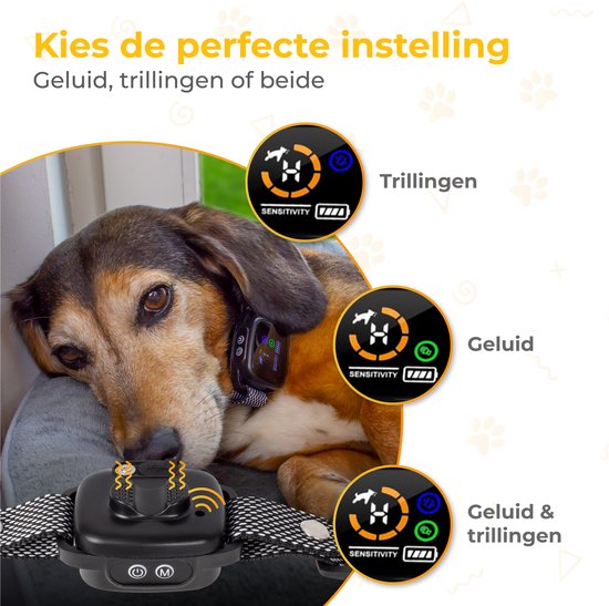 Nuvance Anti-Bell-Halsband Digital - Anti-Bell-Gerät ohne Schock - wiederaufladbar - Bellen Halsband für Hunde & Welpen - 6 Stufen