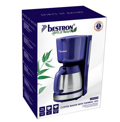 Bestron Filterkaffeemaschine – ACM100SPNDB – 1 Liter – 8 Tassen – Marineblau