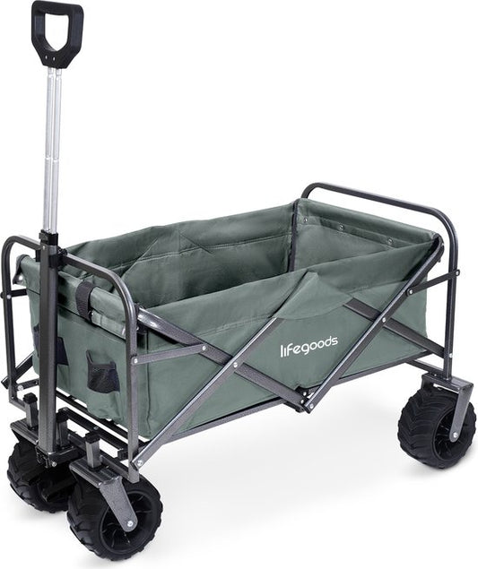 LifeGoods Wagon - faltbar - 80KG Tragfähigkeit - 94L - waschbares Polyester - Grün