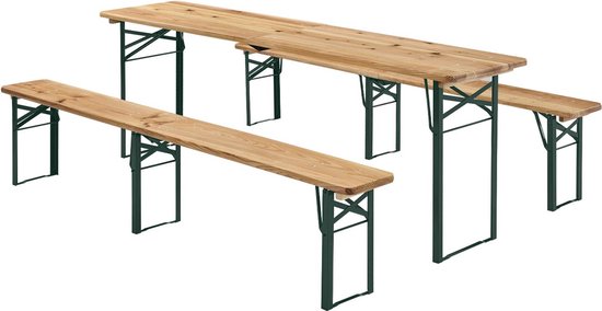 Holz-Picknicktisch / Biertisch Passau - 3-teilig - 220cm - klappbar - stabil - Holzfarbe