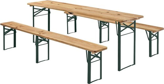 Holz-Picknicktisch / Biertisch Passau - 3-teilig - 220cm - klappbar - stabil - Holzfarbe