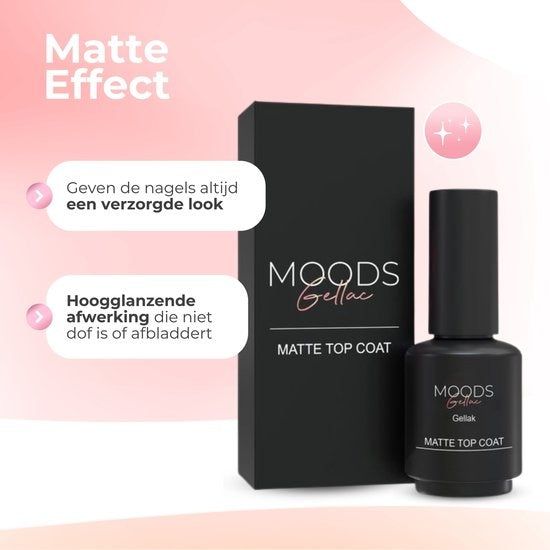 Moods Gellac - Matte Top Coat - Nagellack - Gel Paint Starter Pack - Nägel - Gel Paint Set - 15 ML