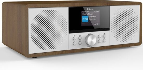 Denver Internet Radio - DAB/FM - CD-Player - Bluetooth - AUX/USB - Holz - Braun/Weiß