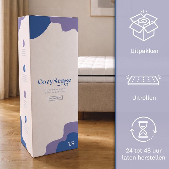 CozySense Basic Matratze 90 x 200 cm – Einzelbett – CertiPUR-US-PU-Schaum – abnehmbarer OEKO-TEX-Bezug – 13 cm dick – mittlerer Härtegrad