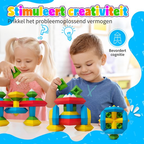 MontiPlay® Build Buddies - 60 Piece Block Tower - Montessori Spielzeug - Stacking Bricks & Blocks - STEM & Sensory Kleinkinderspielzeug - Ab 3 Jahren - Kinderspielzeug - Bauklötze - Toy Book 2024