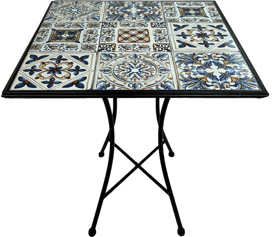 AXI Camilla Bistrotisch – Hellblau – Gartentisch aus Metall – Quadratisch – 60 x 60 x 75 cm – Mosaik-Optik – Mit Keramikfliesen eingelegt – Für Garten, Terrasse und Balkon
