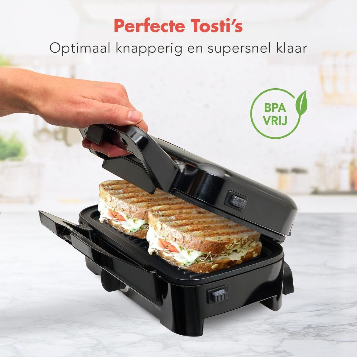 KitchenBrothers 3-in-1 Waffeleisen - Toaster - Kontaktgrill - austauschbare Platten - rostfreier Stahl