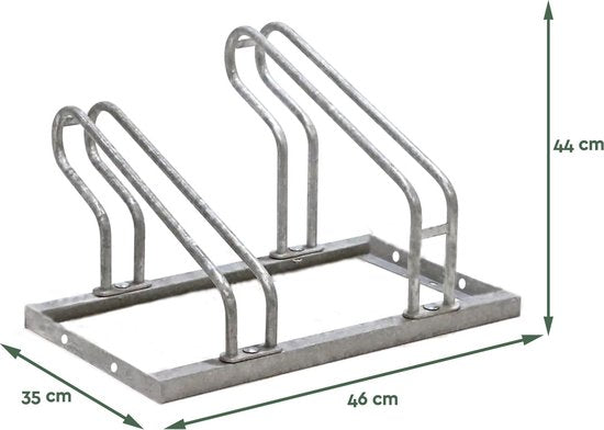 BRASQ Fahrradträger für 2 Fahrräder - Fahrradständer - Fahrradträger - Fahrradträger für Boden Inklusive Befestigungsmaterial - Silber