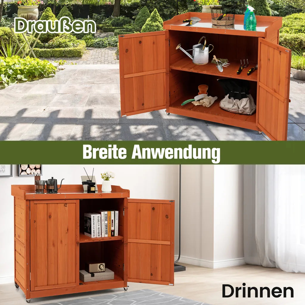 Coast Aufbewahrungsschrank – Holz – Verfahrbar – Regalböden – Rollen – Garten – Braun