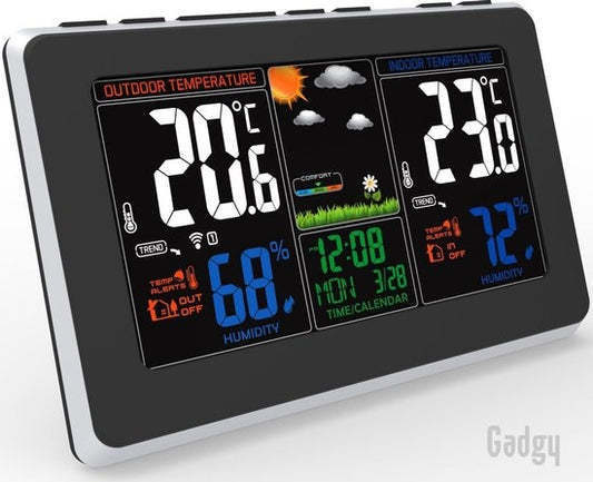 Gadgy Wetterstation für drinnen und draußen - Drahtlose Wetterstation mit Außensensor - Wasserdicht - Digital