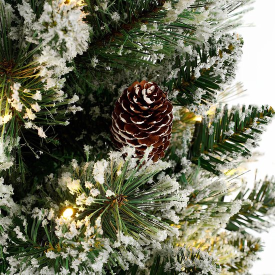 Black Box Trees Vandans Kunstweihnachtsbaum mit Beleuchtung – Weihnachtsbaum H 90 x Ø 48 cm – Kunstbaum im Topf mit verschneiten Zweigen – Grün