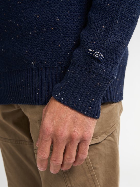 Petrol Industries – Herren-Pullover „Buffalo“ mit Melange-Muster – Blau – Größe S