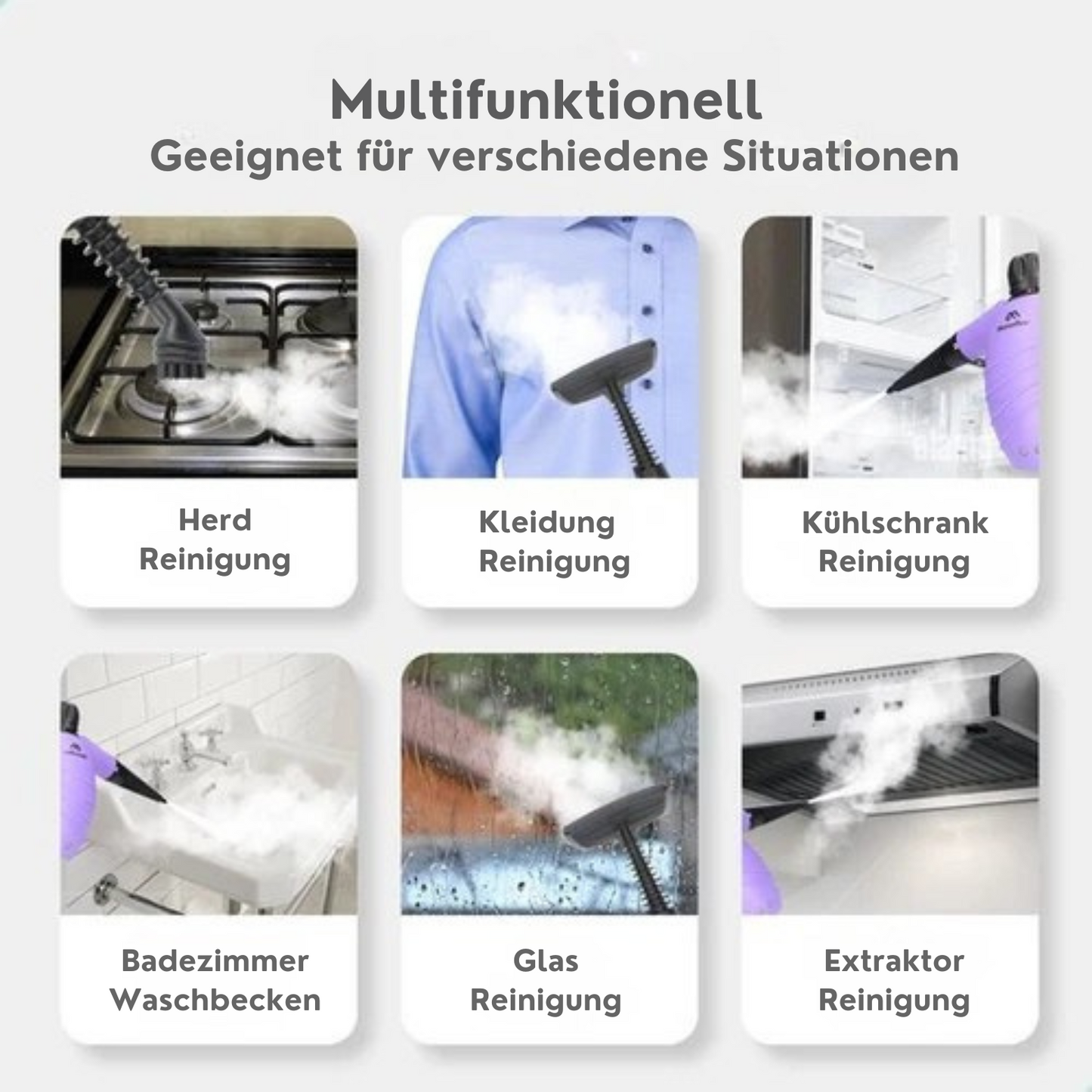 Motionflow - Dampfreiniger Pro - 1150 Watt - 12-in-1 - 450ML - 12-teiliges Zubehörset - Lila