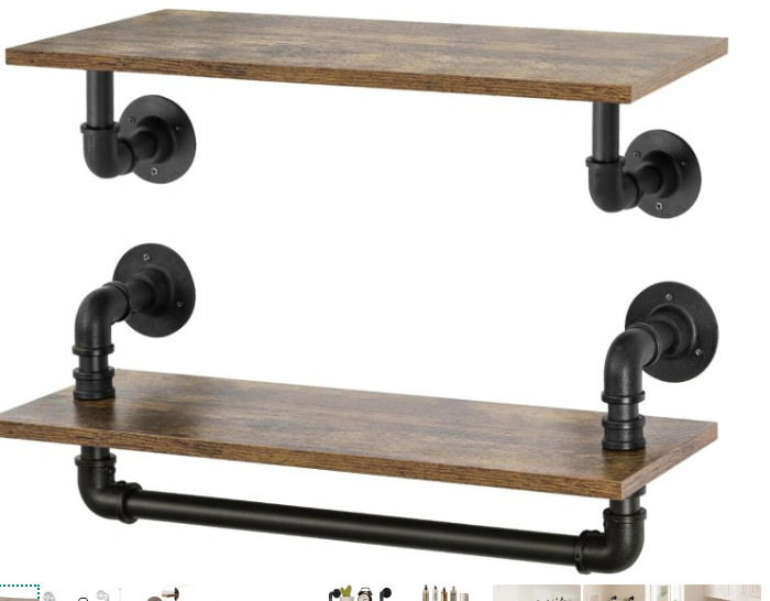 EUGAD Wandklimmstange 60 x 20 cm – 2er-Set – 3 Ebenen – MDF – Schwarz/rustikale Eiche