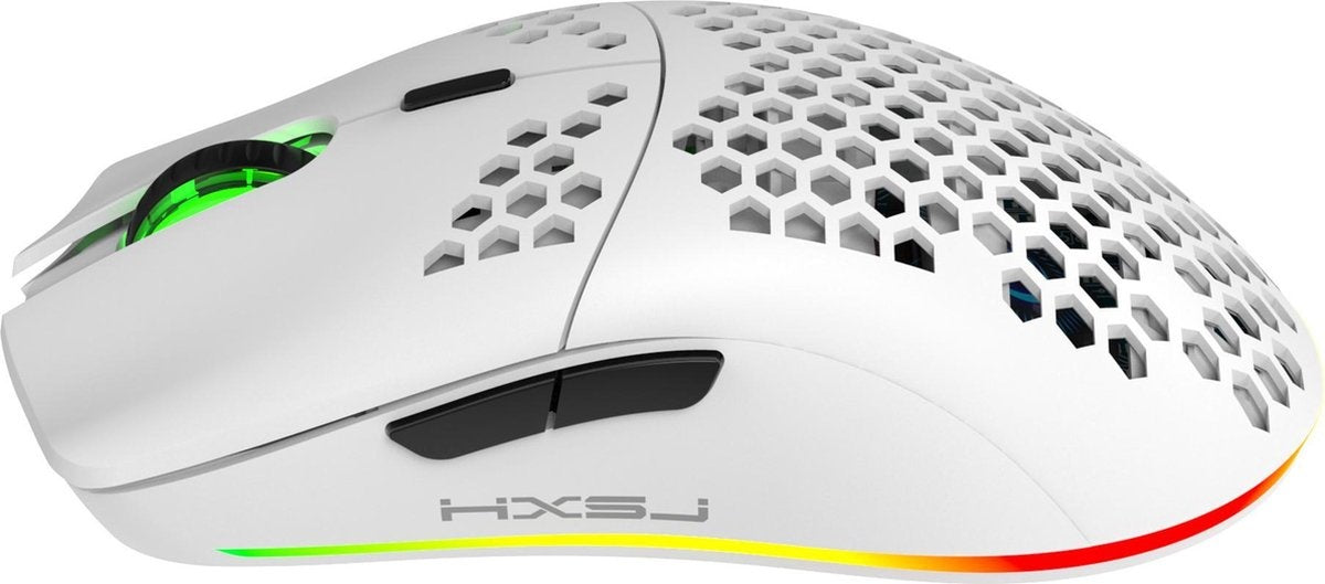 HXSJ T66 2.4G Wireless Gaming Mouse - Computermäuse - Ultraleicht - Kompakt für unterwegs - RGB-Beleuchtung - Weiß