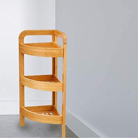 5Five Duschregal/Badezimmerregal, Eckmodell – Bambus – 3 Ebenen – 23 x 61 cm