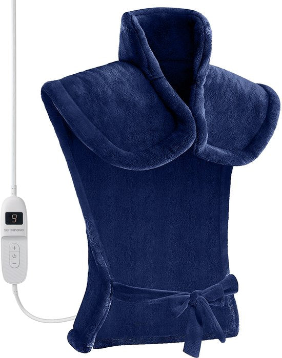 Seranova gewichtete elektrische Wärmekissen für Rücken, Schultern und Nacken - Heizkissen - Heizkissen - 1.3KG - 100w - Blau
