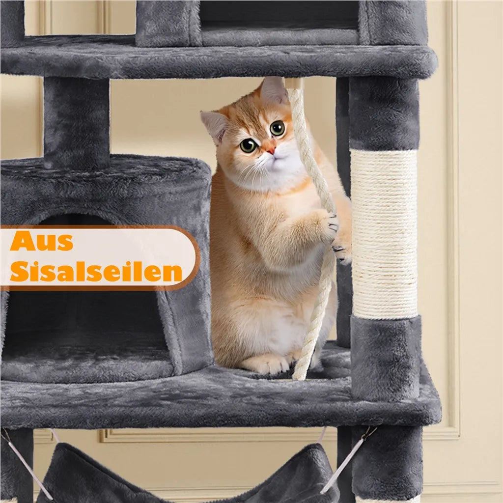 Yaheetech Kratzbaum 158cm - Multi-Level - Sisal - Plattformen - Dunkelgrau
