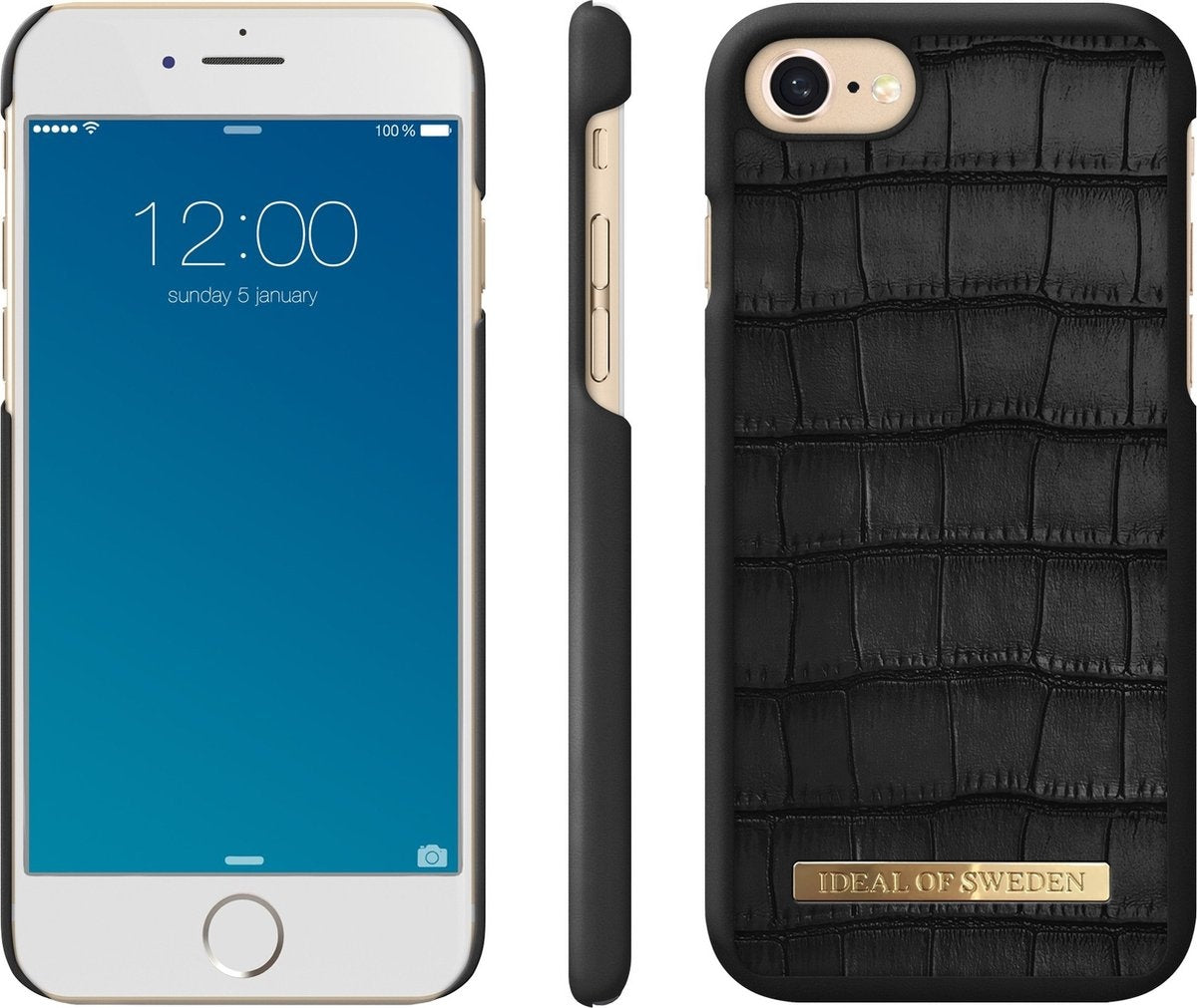 iDeal of Sweden Fashion Tasche Capri Schwarz Kroko iPhone 8/7/6/6S