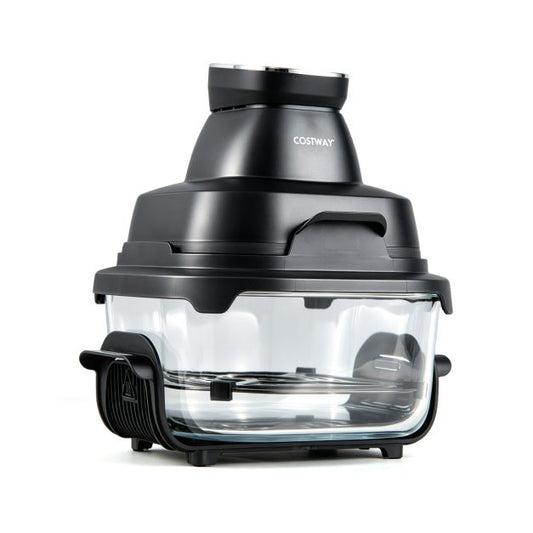 Coast Airfryer 4L – Heißluftfritteuse mit Glasgehäuse – 1500 W – Zwei stapelbare Frittierkörbe – Deckel – Thermostat bis 220 °C – Schwarz