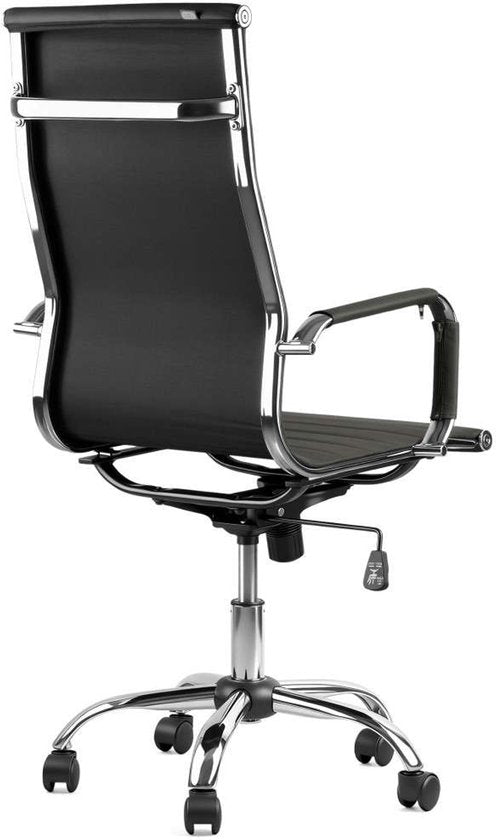Feel Furniture – Luxuriöser Bürostuhl – Hohe Rückenlehne – Dunkelgrau mit silbernem Gestell