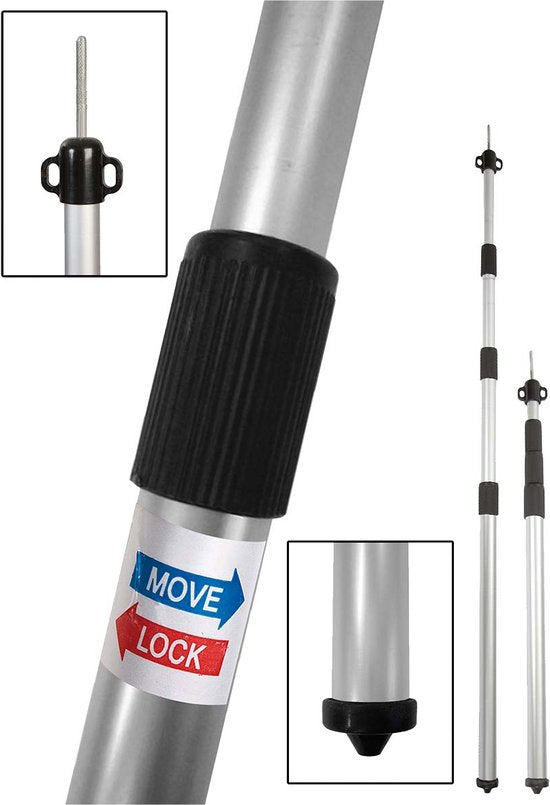 Bo-Camp – Tarp-/Zeltstange – Teleskopisch – 4-teilig – 102–230 cm