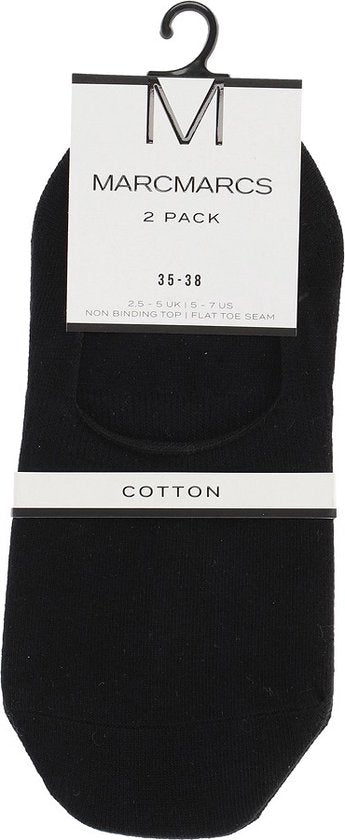 Marcmarcs - 2 Paar unsichtbare Sneaker Socken - Anti-Rutsch-Band an Ferse - Größe 38 - Schwarz