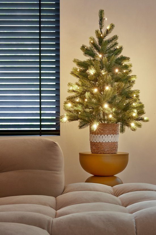 Black Box Trees Nagoya Kunstweihnachtsbaum mit Beleuchtung – Kunstbaum H 90 x T 42 cm – Kunstweihnachtsbaum im Kunststofftopf – Weihnachtsdekoration für den Innenbereich – mit Batterie und Timer – 175 Zweige – Grün